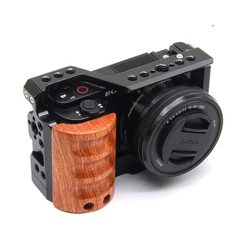Клетка для камеры с деревянной Рукояткой, Быстроразъемная Пластина для Sony ZWE10 Arca Swiss Cold Shoe Arri, Фиксирующее отверстие Для Микрофона, Заполняющий светильник