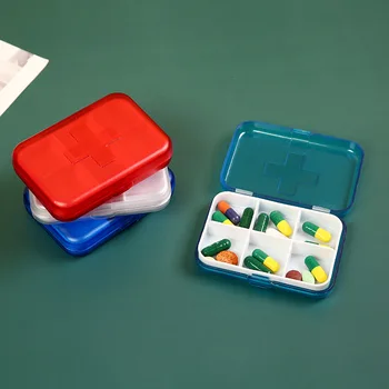 Коробка для таблеток на 6 Сеток Мини-коробка для хранения лекарств С крышкой, Пластиковая Герметичная Дорожная Портативная коробка для таблеток Для домашней Медицины, Органайзер для инструментов