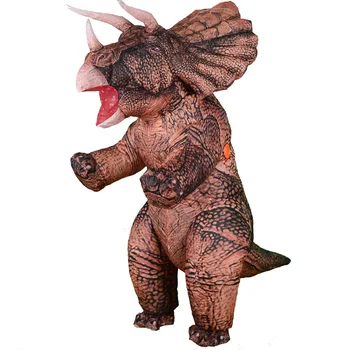 Косплей Надувной динозавр Трицератопс Катается на животном талисмане TREX Аниме для взрослых Мужчин И женщин, Маскарадный костюм на Хэллоуин 3