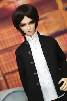Костюм для куклы BJD из 3 предметов размера 1/3 1/4 дяди со стильной белой рубашкой + черный жакет-стойка + черные облегающие брюки