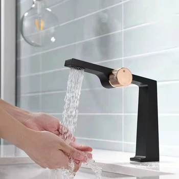 Креативный дизайн смесителя для ванной комнаты с переключателем для воды, одинарная ручка, одинарное отверстие для холодной и горячей воды, кран с двойным управлением