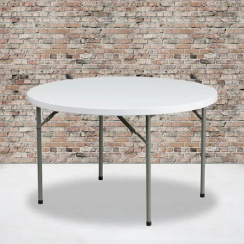Круглый гранитный стол из белого пластика Длиной 4 фута, Складное походное оборудование для улицы, портативный 