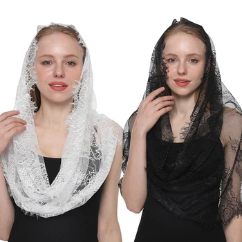 Кружевная Мантилья в испанском стиле, вуаль в латинском стиле, масса для головного убора, шарф для свадьбы