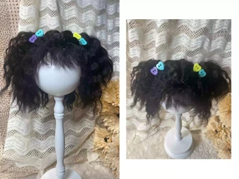 Кукольные парики Dula для Blythe Qbaby из мохера, черные рулоны, 9-10 дюймов, для головы