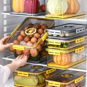 Кухонный контейнер-органайзер для хранения продуктов, устойчивые банки с ПЭТ-уплотнением для холодильника, ящик для хранения свежих яиц, овощей и фруктов большой емкости