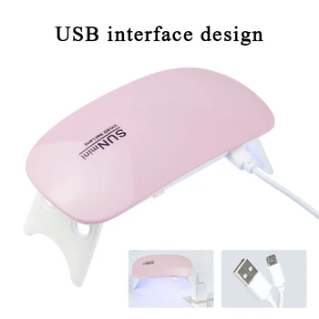 Лампа для ногтей 6 Вт Мини-сушилка для ногтей, Белая розовая УФ-светодиодная лампа, портативный USB-интерфейс, безопасный и удобный для домашнего использования