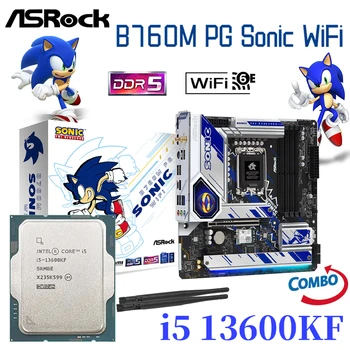 Материнская плата ASRock B760M PG SONIC WiFi LGA 1700 + процессор Intel Core i5 13600KF с Поддержкой DDR5 128 ГБ 7200 МГц Настольная Материнская плата Новая