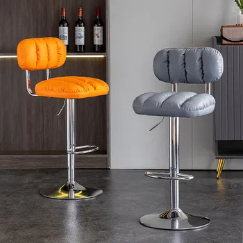 Металлический современный стул Телескопический Роскошные Кожаные Барные стулья для Столовой Регулируемая Высота Европейские Табуреты для бара Мебель для дома