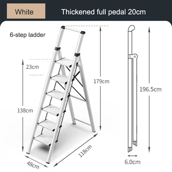 Многофункциональная телескопическая лестница из алюминиевого сплава, легкая 6-ступенчатая лестница, 150 кг, Домашняя складная лестница в елочку