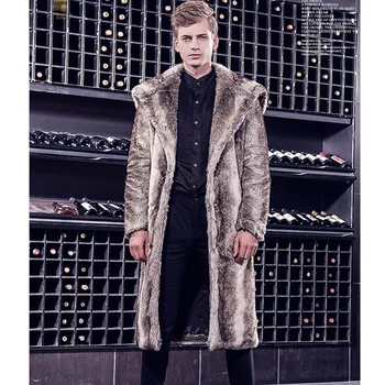 Модная зимняя теплая куртка из искусственного меха, длинное пальто, мужская имитация меха норки, размер можно настроить