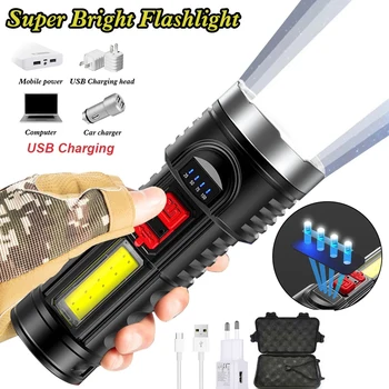 Мощный фонарик с 4 режимами Портативный ручной USB перезаряжаемый ксеноновый фонарик Супер яркий фонарь для кемпинга на открытом воздухе