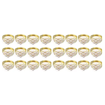 Набор из 24 Золотых колец для салфеток с жемчугом, Свадебные сувениры, Кольца для салфеток для обеденного стола, кольца с жемчужными пряжками для салфеток