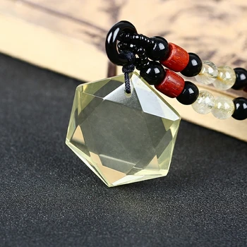 Натуральный Желтый Цитрин, Подвеска в виде Гексаграммы с Шестью Цитриновыми камнями, ожерелье из прозрачных бусин 25 мм, прямая Доставка AAAAAA