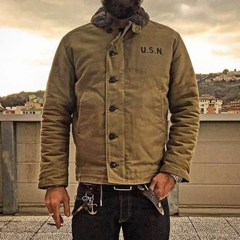 Нет В наличии Куртка цвета хаки N-1, винтажная военная форма USN для мужчин N1