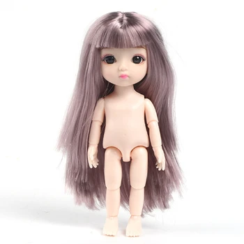 Новая 16 см мини-кукла 13 Суставов Подвижное Тело 3D Настоящие глаза кукла Девочка Игровой Дом игрушка подарок На День Рождения
