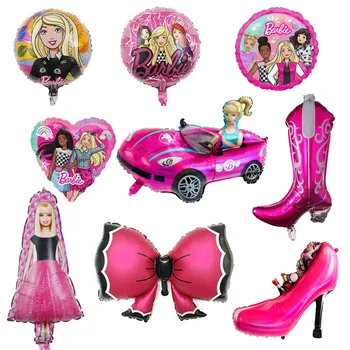 Новая принцесса Барби, воздушный шар из алюминиевой пленки, Украшение для Вечеринки по случаю Дня рождения девочки, Розовая кукла, воздушный шар из фольги, Детский душ, Детские надувные игрушки