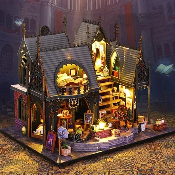 НОВЫЕ Деревянные Кукольные Домики своими Руками Magic House Ретро Casa Миниатюрные строительные наборы С мебелью Светодиодный кукольный домик для взрослых Рождественские подарки