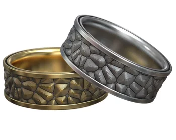 обручальное кольцо с абстрактным рельефным рисунком 11 г, Золотые обручальные кольца для пары, кольца из чистого стерлингового серебра 925 пробы