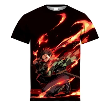 Огненный предмет, Новая футболка Demon Killer для мужчин и женщин, Модная молодежная трендовая дышащая детская футболка с коротким рукавом