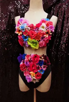 одежда для выступлений Современный сценический костюм певицы и танцовщицы с цветами модная одежда для сцены