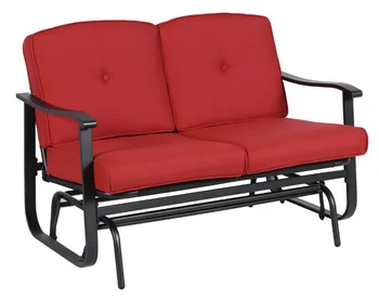 Опоры Уличной мебели Belden Park Патио Скамейка-планер для 2 человек с подушками, бежевый 5