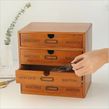 Оригинальная деревянная коробка в стиле ретро, ящики для хранения, настольный шкаф, коробка для хранения косметики, украшение дома