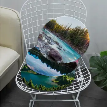 Пейзаж лесного озера Квадратный диван-коврик Обеденный стол Подушки для стульев Модные нескользящие подушки Унисекс