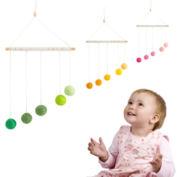 Плюшевый мяч Монтессори для новорожденных, подвижная игрушка, Красочная Подвесная игрушка для кроватки, Визуальная Сенсорная игра, цветные познавательные развивающие игрушки