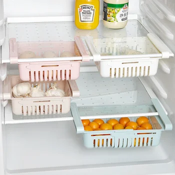Подвесной Кухонный Органайзер Холодильник Коробка для хранения Яиц И Фруктов Выдвижные Корзины Кухонные Принадлежности Полка-Органайзер Для холодильника 3