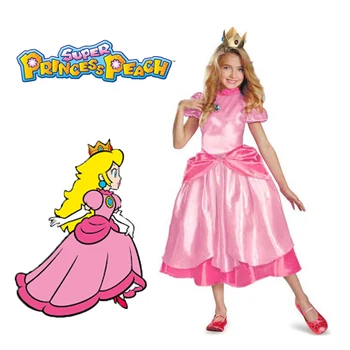 Принцесса Персик/Классический игровой костюм для девочек, карнавальное праздничное платье для косплея