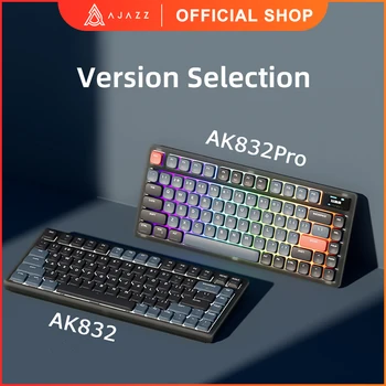 Проводная механическая клавиатура AJAZZ AK832 PRO 2500 мАч, беспроводная 2,4 Г Bluetooth, красочное освещение, игры и офис для ПК с Windows
