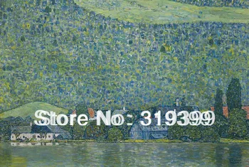 Репродукция картины маслом на льняном холсте, Литцльберг на озере Аттерзее кисти Густава Климта, Бесплатный быстроходный корабль, Ручная работа, Музейное качество