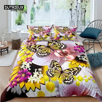 Роскошный комплект постельного белья с 3D бабочкой для домашней жизни, Удобный набор пододеяльников для пуховых одеял, Детский комплект постельного белья размера 