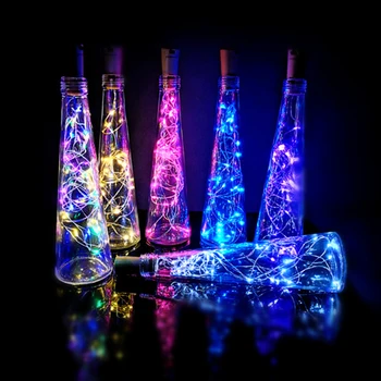Светильники для бутылок вина с пробкой, 30 светодиодов, светодиодные сказочные мини-гирлянды на батарейках, для вечеринки 