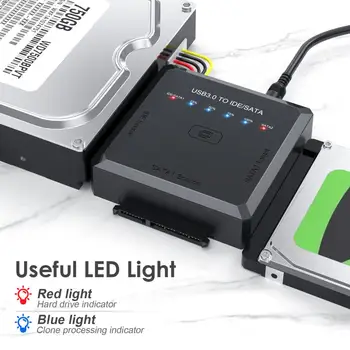 Светодиодный индикатор Прочный адаптер для передачи данных от USB 3.0 до SATA IDE Легкий Адаптер для жесткого диска 5 Гбит/с Для домашнего использования