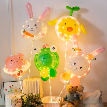 Светящийся Кролик, Лягушка, Свинья, Поросенок, Маленький Цыпленок, Воздушный шар для поло, Детская сумка для поделок в мультяшном стиле, Установка ларька