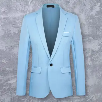 Стильный пиджак Большого размера, мужской костюм, пальто с одной пряжкой, однотонный Приталенный Блейзер, Уличная одежда