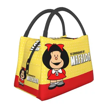Сумка для ланча из комиксов Quino Mafalda с изоляцией для пикника на открытом воздухе, мультфильм Манга, Герметичный термоохладитель, коробка для Бенто, Женская