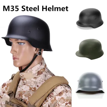 Тактический Немецкий Шлем M35 Стальной Шлем Черный Зеленый Серый Страйкбольный шлем Военный Спецназ Защитное снаряжение