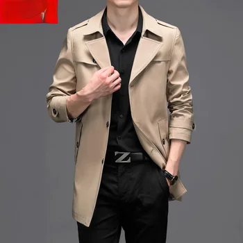 Тренч для мужчин средней и длинной длины, Куртки для молодежи среднего возраста в британском стиле, корейская версия, пальто для мужчин