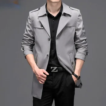 Тренч для мужчин средней и длинной длины, Куртки для молодежи среднего возраста в британском стиле, корейская версия, пальто для мужчин 1