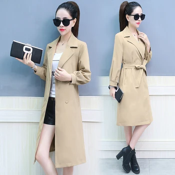 Тренч с длинным рукавом, весенне-осенняя одежда, новое женское пальто, модная двубортная ветровка, топы в корейском стиле 2205