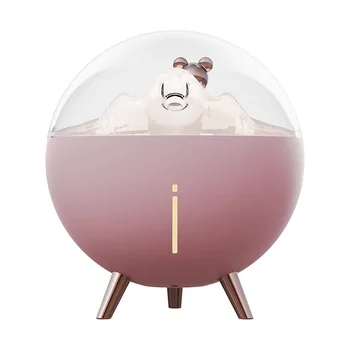 Увлажнитель воздуха USB Тихий Космический Медведь со светодиодной подсветкой Мини Увлажнитель Воздуха, Туманообразователь, Ароматерапия для домашнего офиса, Розовый