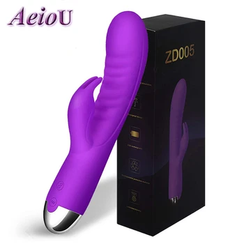 Фаллоимитатор G-Spot Rabbit Вибратор Силиконовый Массажер Реалистичный 7 скоростей Женский Мастурбатор для взрослых Эротические секс-игрушки для женщин 18