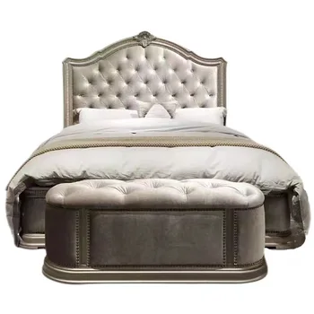 Французская Ретро кровать из массива дерева, мебель для спальни в неоклассическом стиле, Американский свет, Роскошь