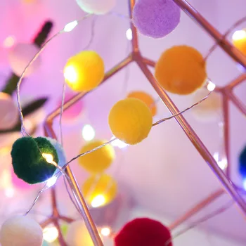 Хлопковые шарики с помпонами, светодиодные гирлянды, Сказочное освещение, Гирлянда, Рождественские украшения для дома, свадебного декора Navidad на открытом воздухе