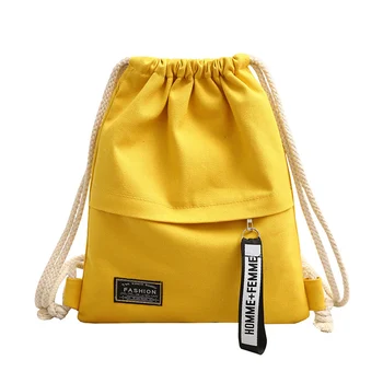 Холщовый рюкзак на шнурке, Модная школьная сумка на шнурке для спортзала, Повседневный рюкзак на шнурке, школьный рюкзак для женщин-подростков
