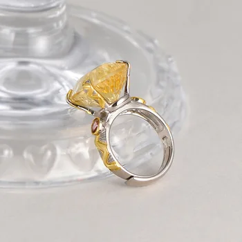Цграмм Стерлингового Серебра 925 пробы, Большое Овальное кольцо с натуральным цитрином для женщин, Сверкающее Кольцо с крупным Желтым камнем, Роскошные ювелирные изделия 4