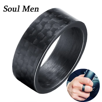 Черные кольца из углеродного волокна, Вращающиеся Кольца Для Мужчин И Женщин, Уникальное Обручальное кольцо в стиле панк из нержавеющей Стали, антистрессовое кольцо