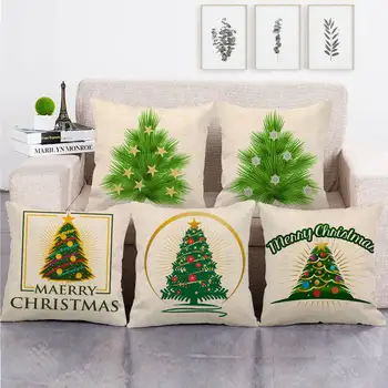 Чехол для подушки в виде рождественской елки Наволочка для рождественского украшения Наволочка для объятий Дивана из хлопка и льна